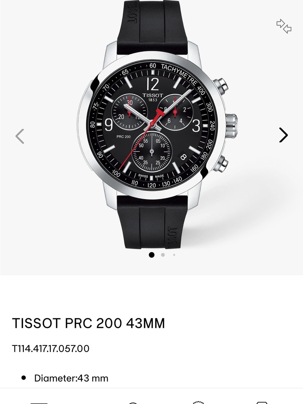 Tissot Black and Red Men's Chronograph Watch